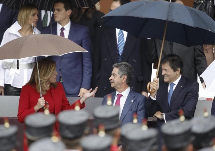 Susana Díaz, Miguel Ángel Revilla y Javier Fernández 