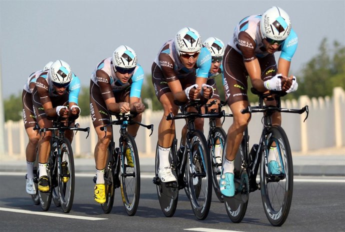 Ciclistas del AG2R en el Mundial de Doha