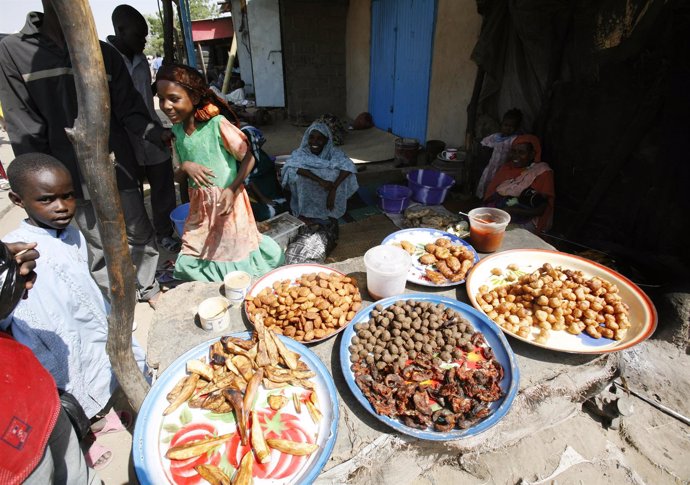 Mercado de comida en Yamena, capital de Chad