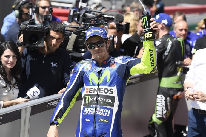 Valentino Rossi celebrando el resultado del GGPP de Italia 2016