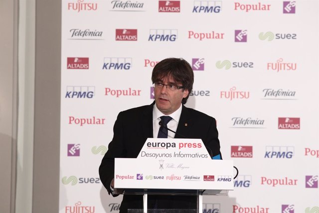Carles Puigdemont en el desayuno informativo de Europa Press