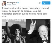 Iglesias usa a Churchill para criticar el gesto que identifica a los 'errejonistas'