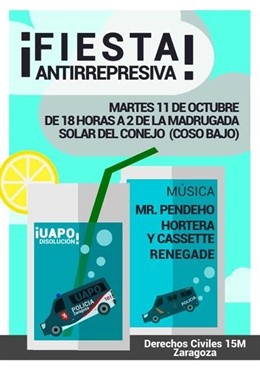 Cartel de la fiesta antirepresiva