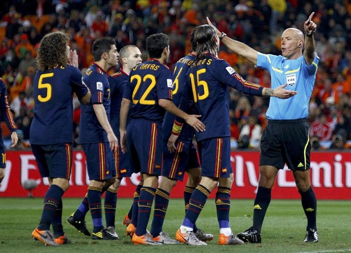 El árbitro Howard Webb en la final del Mundial de Sudáfrica