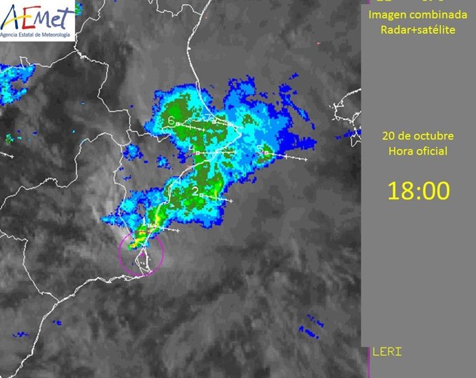 Imagen del satélite de Aemet a las 18 horas de este jueves