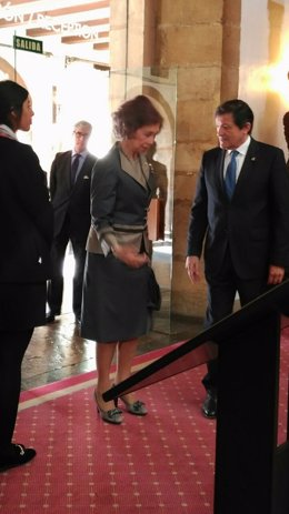 La Reina Doña Sofía, a su llegada a Oviedo en 2016