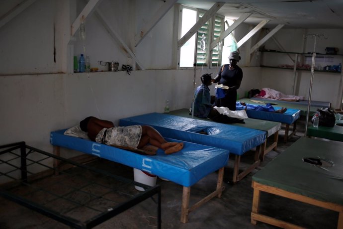Un hospital con pacientes de cólera en Haití
