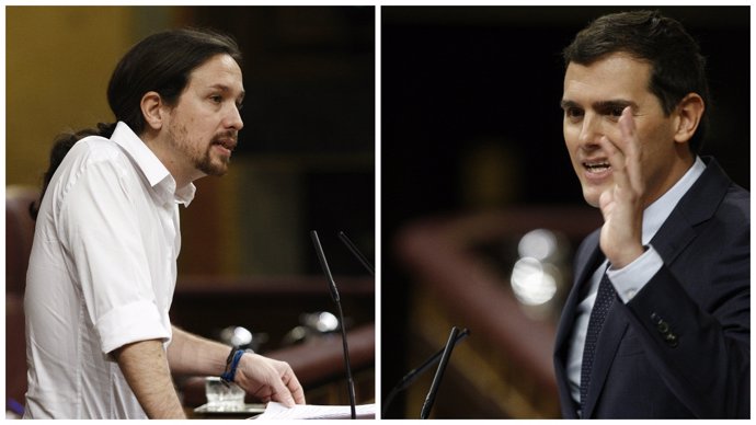 Pablo Iglesias y Albert Rivera en el debate de investidura en el Congreso