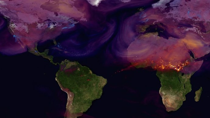 Imagen de distribución de emisiones del satélite OCO-2 de la NASA