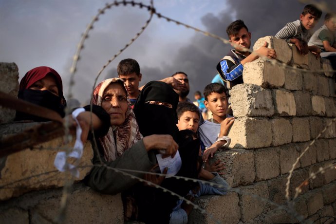 Desplazados por la ofensiva sobre la ciudad iraquí de Mosul