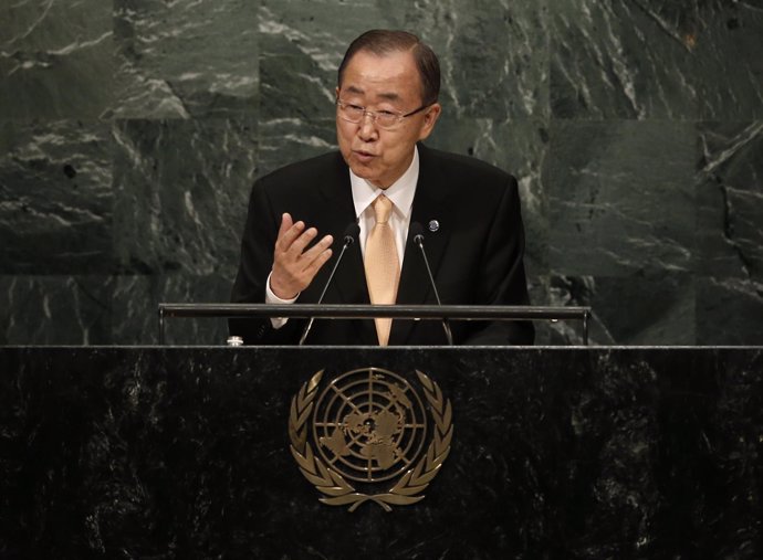 Ban Ki Moon habla ante la Asamblea General de la ONU