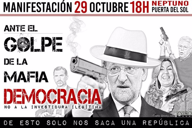 Cartel de la manifestación contra la investidura de Mariano Rajoy