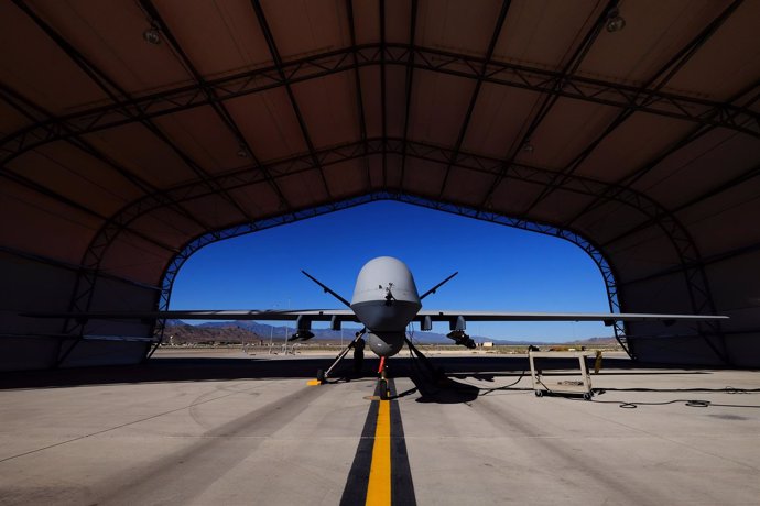 Drone de Estados Unidos en una base de Nevada