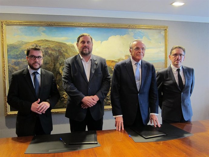 P.Aragonès, O.Junqueras, I.Fainé y J.Giró renuevan su colaboración social