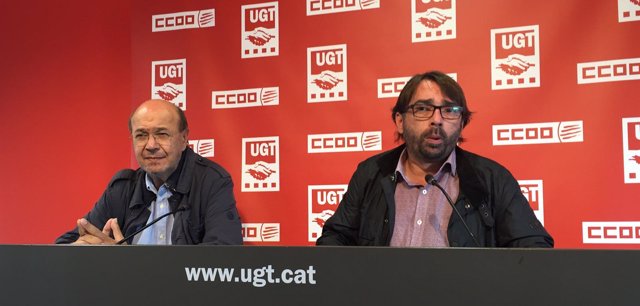 Joan Carles Gallego (CC.OO.) y Camil Ros (UGT)