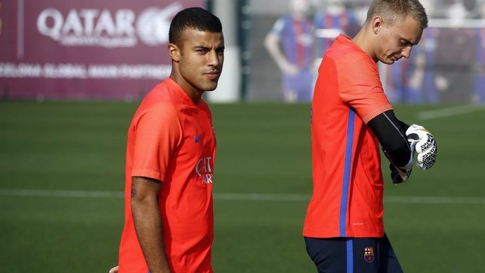 Rafnha y Cillesen en un entrenamiento del Barça