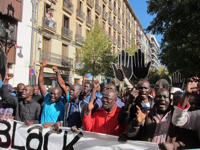 Manifestación de la comunidad senegalesa de Navarra