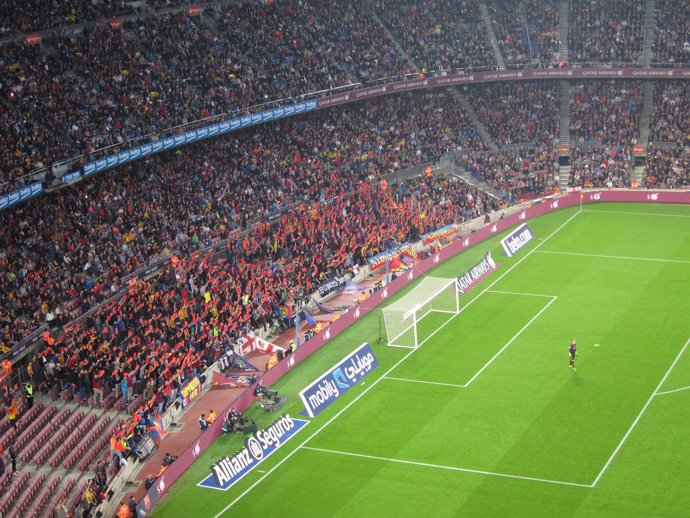 Pañolada contra Javier Tebas Camp Nou