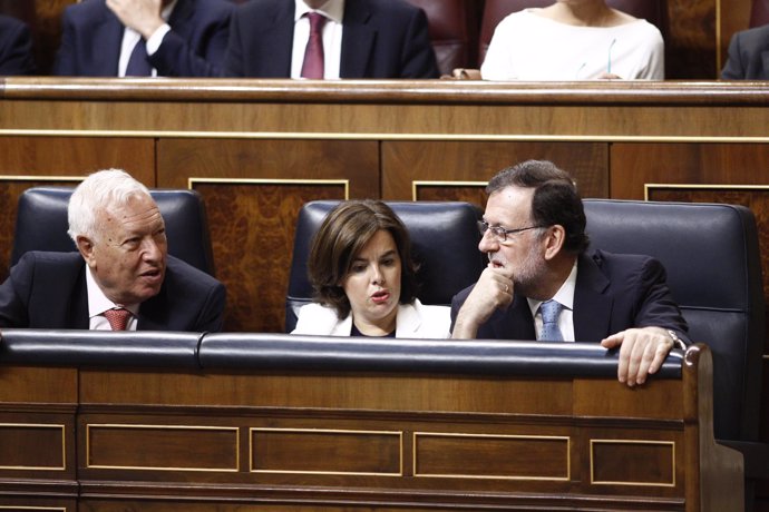 Margallo, Rajoy y Santamaría en el Congreso