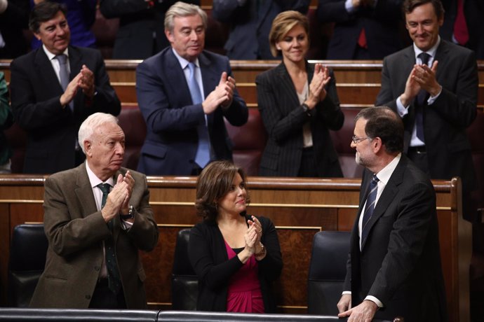 Rajoy, Margallo y Santamaría en el debate de investidura 