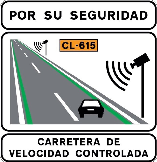 Señalización de carretera con velocidad controlada