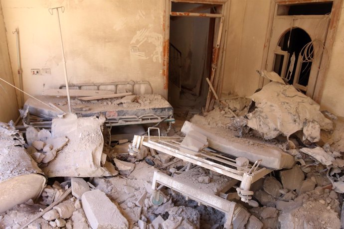Un hospital bombardeado en la región de Alepo