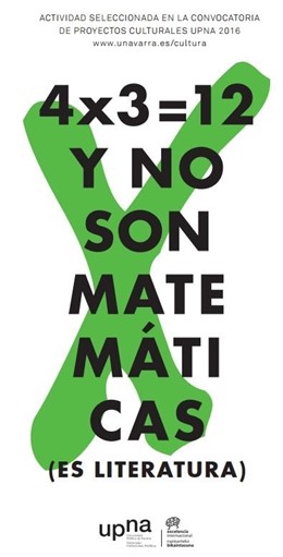 Cartel del concurso '4x3=12 y no son matemáticas (es literatura)'