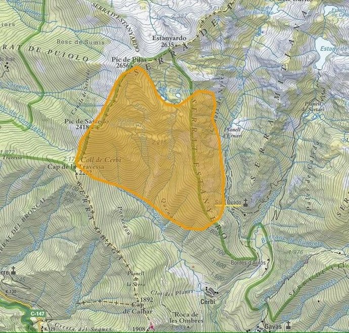 Superficie quemada en La Guingueta d'Àneu (Lleida)
