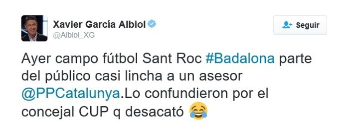 Apunte de Twitter de Xavier García Albiol (PP)