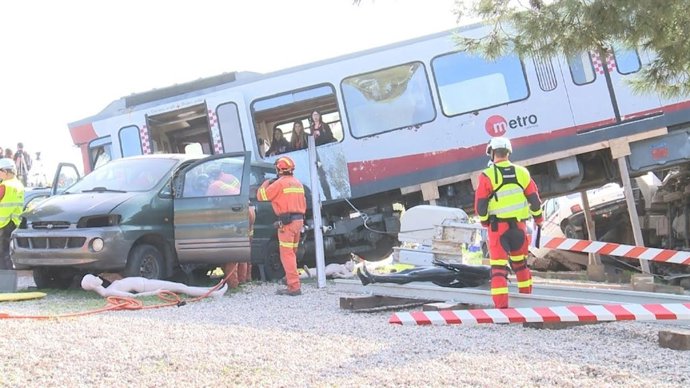 Simulacro realizado en Bétera sobre el descarrilamiento de un tren 