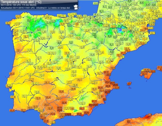 Alicante registra la temperatura más alta con 29ºC