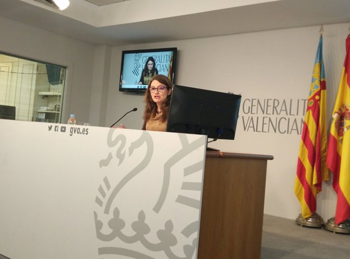 Mónica Oltra en la rueda de prensa posterior al pleno del Consell