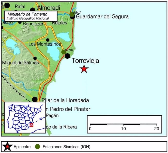 Localización del seismo a 6 kilómetros de Torrevieja