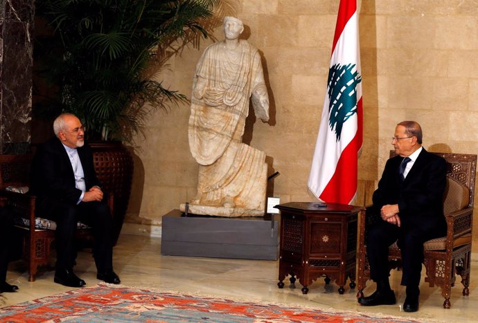 Michel Aoun y Mohammad Javad Zarif en Beirut