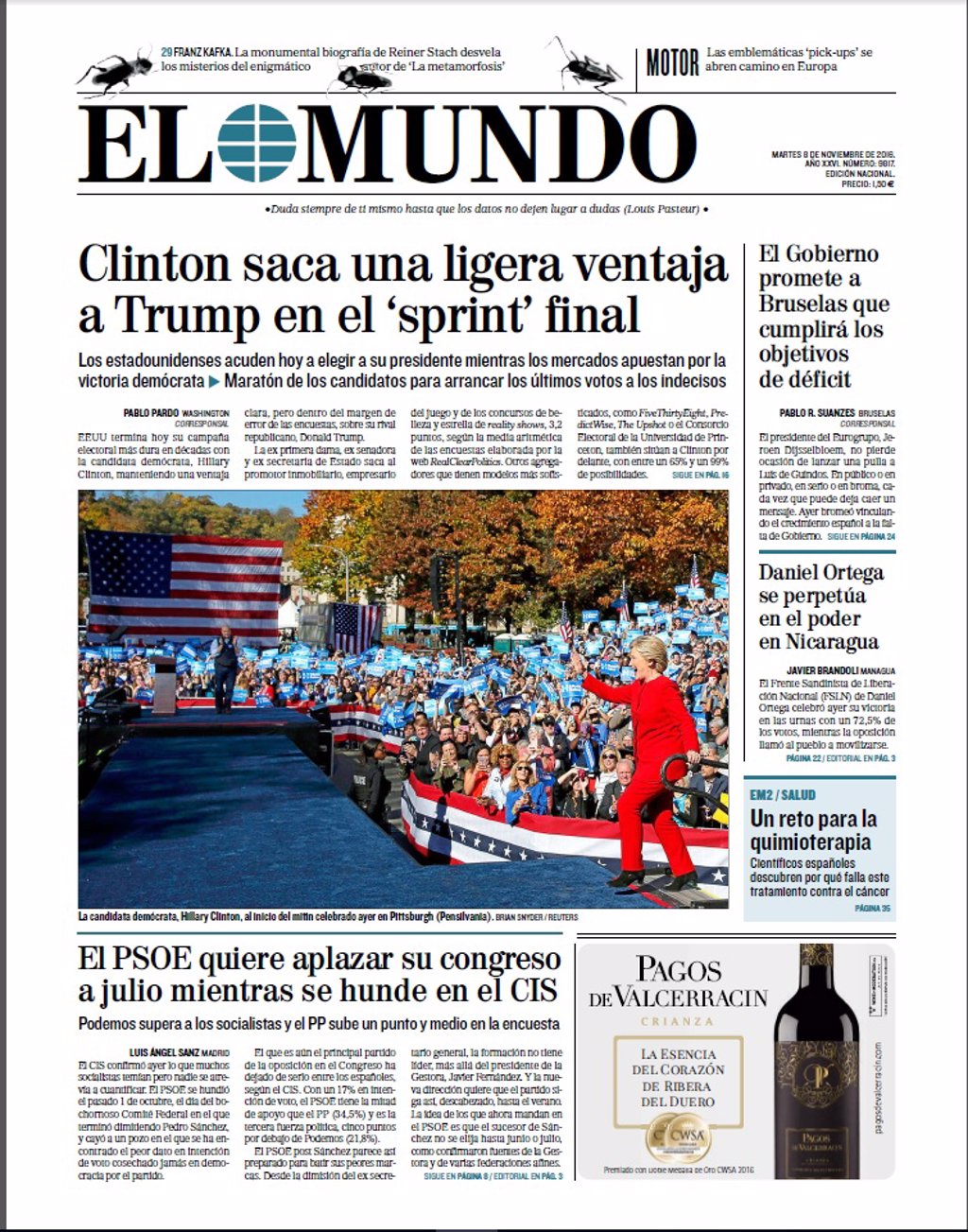 Las Portadas De Los Periódicos De Hoy, Martes 8 De Noviembre De 2016