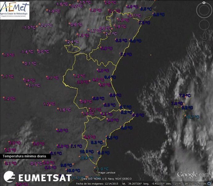 Las  mínimas bajas hasta los -0,7ºC en la Comunitat 