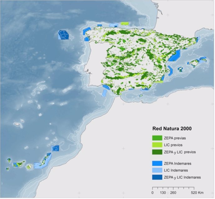 Mapa de la Red Natura 2000 y zonas ZEPA y LIC marians