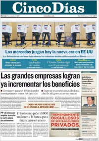 Las portadas de los periódicos económicos de hoy, miércoles 9 de noviembre