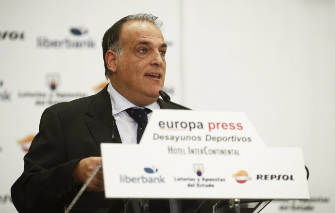 Javier Tebas en los Desayunos de Europa Press