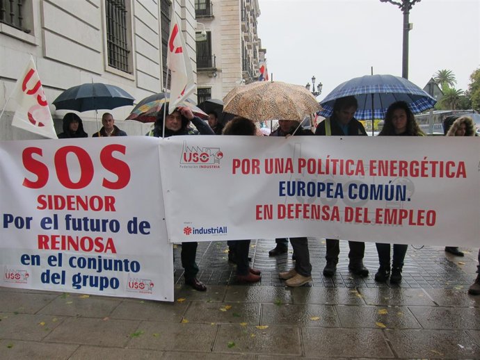 Protesta de USO en defensa del acero europeo 