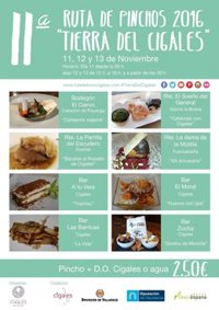 Las II Ruta del Pincho de Cigales  recorrerá ocho establecimientos de cinco municipios de Valladolid y Palencia