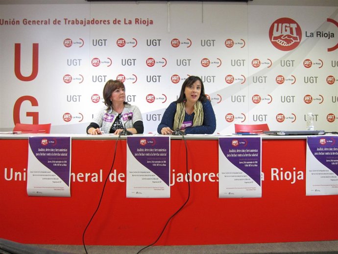 La vicesecrataria general de UGT, Cristina Antoñanzas, y la de Igualdad