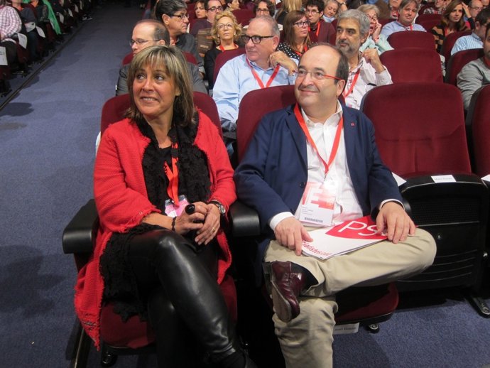 La 'número dos' del PSC, N. Marín, y el líder del partido, M. Iceta