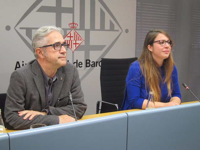 Teniente de alcalde de Barcelona Janet Sanz y el concejal Josep Maria Montaner