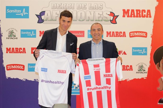 Iván Helguera y Juan Sebas Presentación Sanitas Derbi de las aficiones 