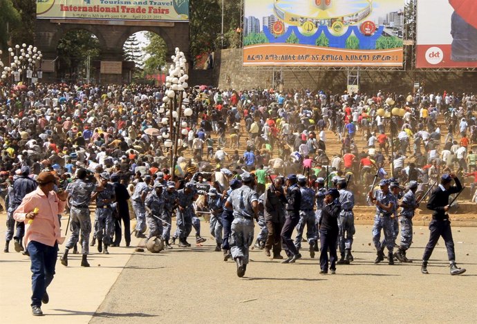Enfrentamientos durante un mitin en Adis Abeba, Etiopía.