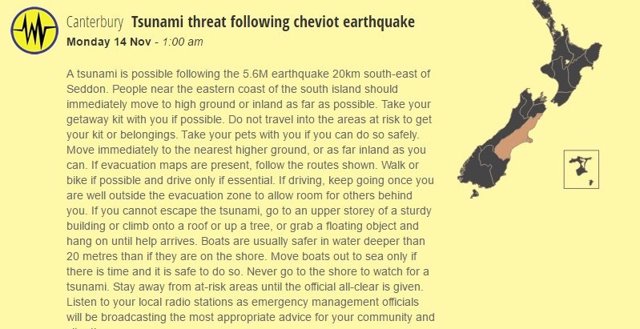 Alerta de tsunami en Nueva Zelanda