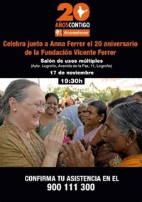 Anna Ferrer celebra en Logroño los 20 años de la Fundación Vicente Ferrer en España