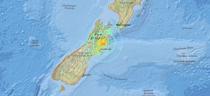 Zona afectada por el terremoto de Nueva Zelanda