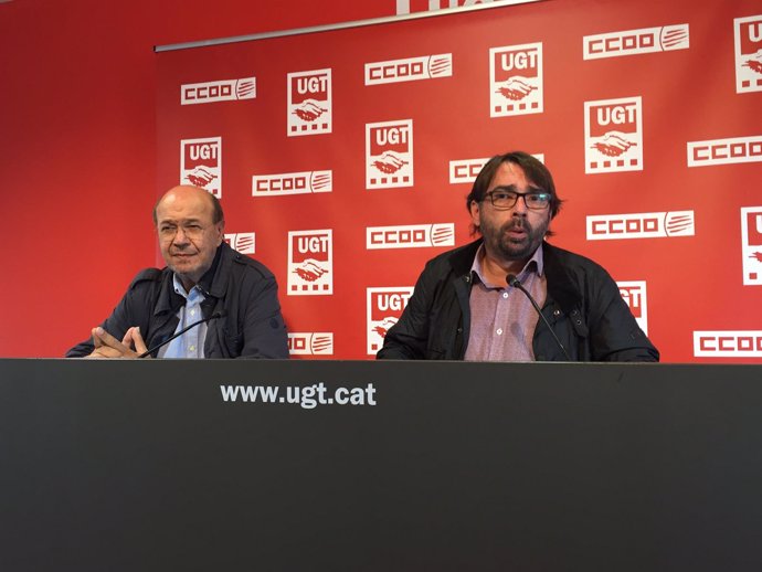 Joan Carles Gallego (CC.OO.) y Camil Ros (UGT)